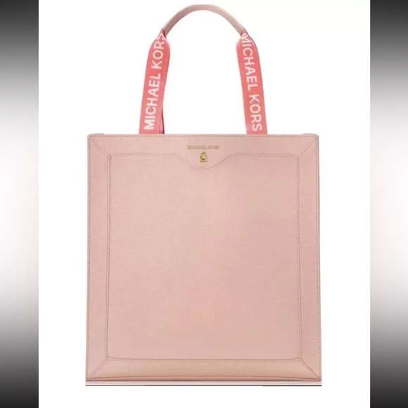 Michael Kors Blush Pink Leather Logo Handle Tote Bag - Picture 1 of 6